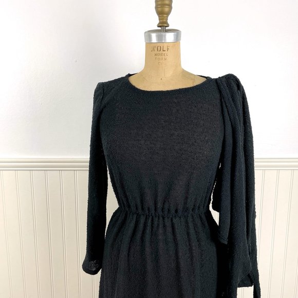 1980s knit dress with asymmetrical bodice wrap - size small - Picture 6 of 8
